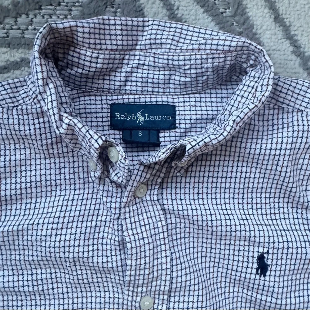 Ralph Lauren Youth Boys Gingham‎ Collared Button Up Casual Dress Shirt Size 6